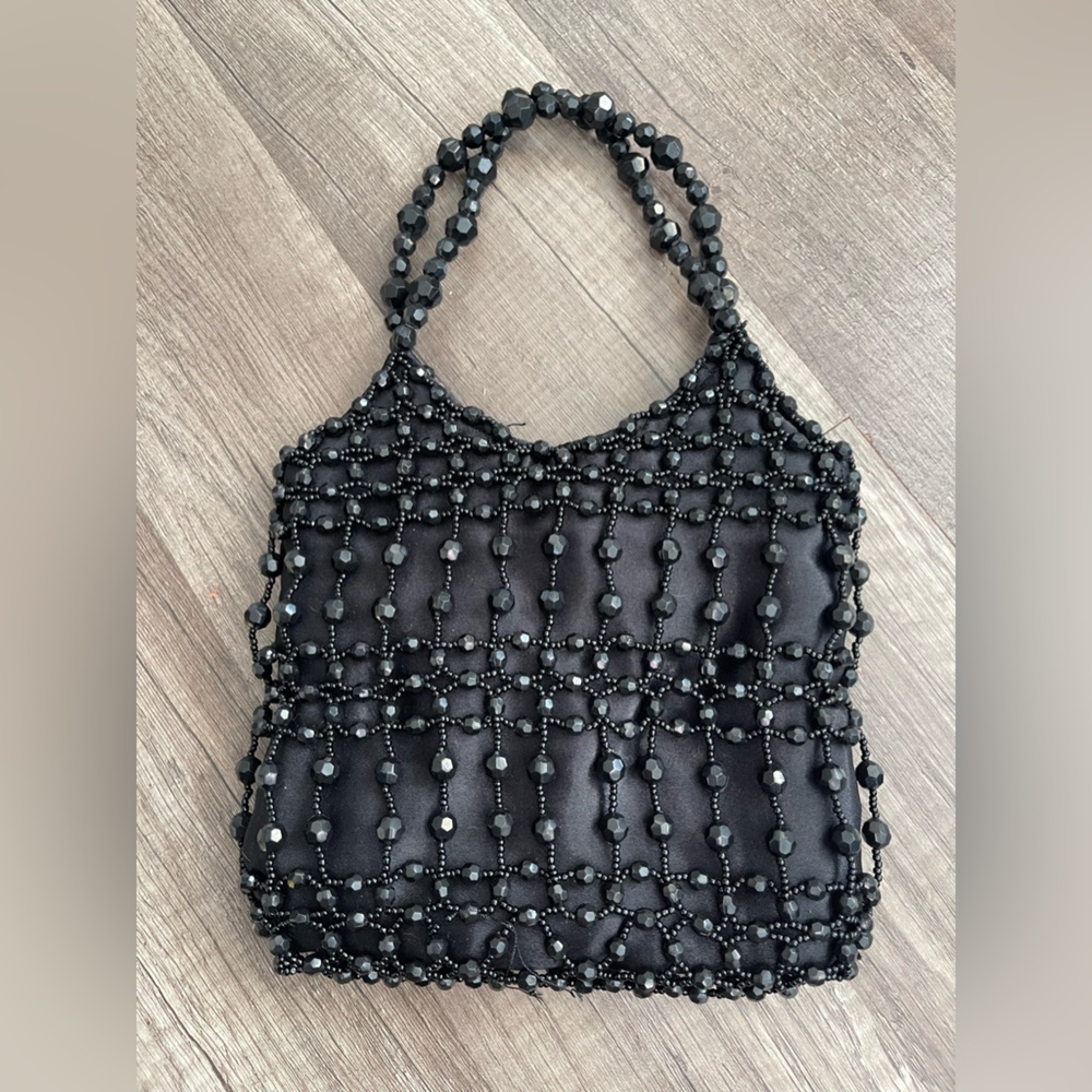 Small beaded black Whimsigoth pearl clutch evening bag Lolita goth formal weddin